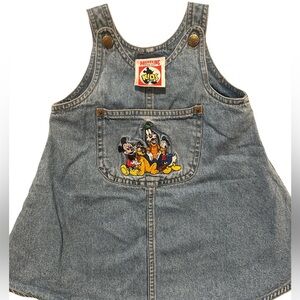 Vintage Disneyland Denim Jumper Dress W/ Disney Embroidered pocket Size 6M